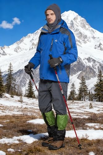 Winter Snow Gaiters for Hiking - Waterproof Ankle Covers for Snow Trekking, Skiing - Universal Fit Men Women - color: Blue fleece