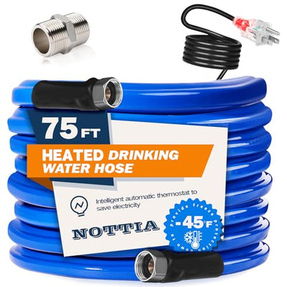 75FT Heated Water Hose for RV, Freeze Protection to -45°F, Lead-Free & BPA-Free, Safe for Campers, Gardening, Livestock, Home Use - size: 75FT