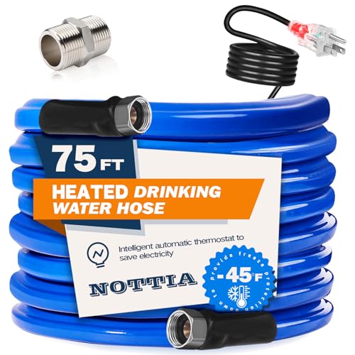 75FT Heated Water Hose for RV, Freeze Protection to -45°F, Lead-Free & BPA-Free, Safe for Campers, Gardening, Livestock, Home Use - size: 75FT