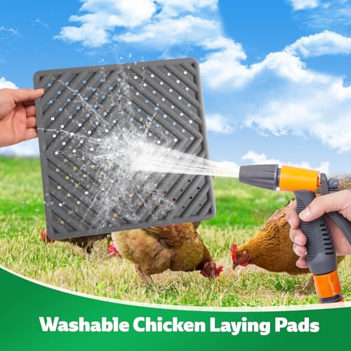 Chicken Nesting Pads for Chicken Coop, Washable Laying Pads for Nesting Box, Reusable Hen Nesting Box Pads for Coop Bedding, Soft Silicone Material, Easy to Clean, 12" x 12", Grey, 5 Pack - color: Grey-5 Pack