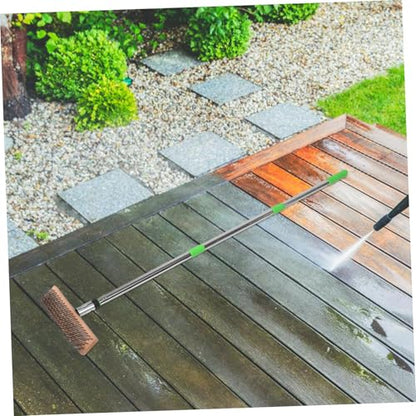 LIOOBO Stainless Steel Scrub Brush: 1.2m Heavy-Duty Wire Bristle Brush for Tough Stains - Outdoor Use on Decks Patios & Concrete - Commercial Cleaning Tool