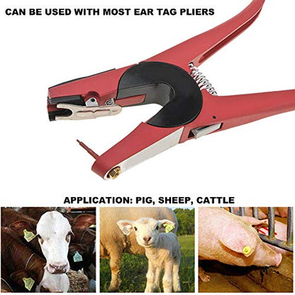 SYH&AQYE 2 PCS Lightweight Ear Tag Nail, Stainless Steel Tagger Needle Clamp Pin, Longer Life, Strong Durable Marking Tools Ear Tagger Accesories for Pigs, Sheep, Cattle(Red)