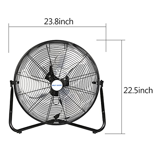 BILT HARD 4650 CFM 20" High Velocity Floor Fan, 3-Speed Heavy Duty Metal Fan with Wall-Mounting System, Industrial Shop Fan for Commercial, Garage, and Greenhouse - size: 20 inch