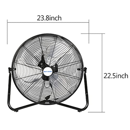 BILT HARD 4650 CFM 20" High Velocity Floor Fan, 3-Speed Heavy Duty Metal Fan with Wall-Mounting System, Industrial Shop Fan for Commercial, Garage, and Greenhouse - size: 20 inch