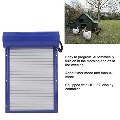 Automatic Chicken Coop Door, Auto Chicken Coop Door Opener with Timer & LED Display Controller, Multi Modes Aluminum Door for Home Farms, Chicken,