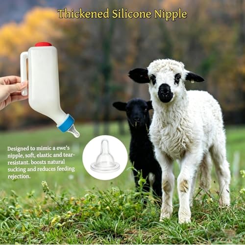 Baby Lamb Feeding Bottle 2pcs 800ml Hanging Goat Feeder Bottles with Scale and Cleaning Brush Plastic Nursing Bottle for Lamb Goat Fawns Piglet Kitten Puppy Baby Goat Supplies