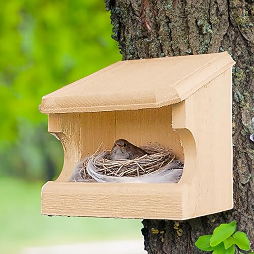 Nesting Perch Open-Front Birdhouse | Handcrafted from Sustainable Eastern White Pine | Easy Mount Under Eaves or on Building | Weather-Resistant Protection for Song Sparrows, Robins & More