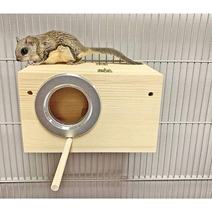 Sturdy Nest Box (S) - Cage Attachment, Hinged Lid, Perching Ledge - for Sugar Glider, Squirrel, Rat, Finch, Parakeet, Lovebird, Parrotlet, Lovebird, Canary, Cockatiel, Other Birds & Small Pets - size: Small