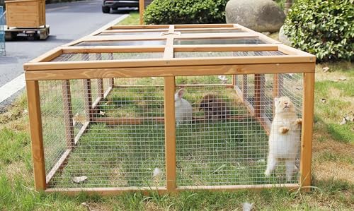 No Assembly Foldable Chicken Coop Wood Small Animal House Portable Outdoor Run with Sunlight Roof and Handle for Rabbit Guinea Pig Duck
