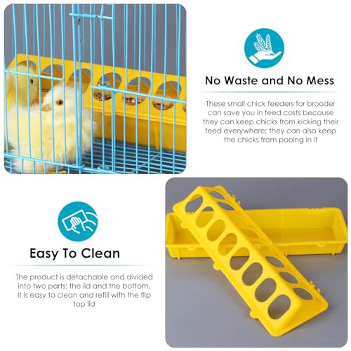Flip Top Chick Feeder Trough Plastic Flip Top Bird Small Poultry Feeder Chicken Pigeon Duck Quail Feeder Waterer Small Chicken Feeders No Waste No Mess (Yellow) - color: Yellow