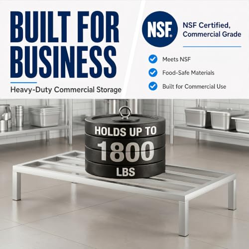 48" x 24" x 8" Aluminum Dunnage Rack – Heavy Duty Floor Storage Stand, NSF for Commercial Use - size: 48"W x 24"D x 8"H