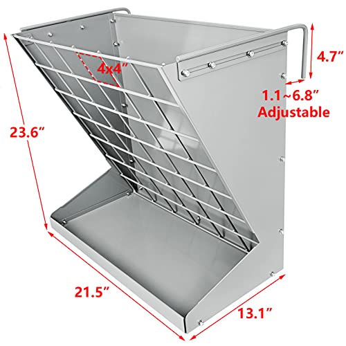 Wall Mount Hay Rack, Heavy-Duty Galvanized Metal 2 in 1 Hay and Grain Feeder, Livestock Feeder with Adjustable Distance, Hay Feeder for Goats, Sheep, Horse - color: Silver