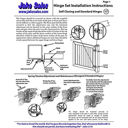 Self Closing Vinyl Fence Gate Single Gate Hardware Kit Black(for Vinyl, PVC etc Fence) Fence Gate Kit Includes Gate Hinges & Gate Latch w/Screws -Single Fence Gate Kit has 2 Hinges & 1 Latch - size: Self Close Black Kit