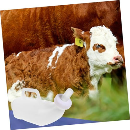 Outanaya 2L Calf Nursing Bottle Set Thickened Livestock Feeding Bottles for Calves Comfortable to Hold Design 2-Pack White Random Color
