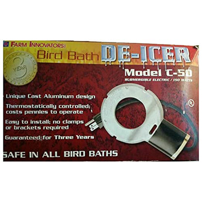 Farm Innovators C-50 Premium Cast Aluminum Birdbath Deicer, Electric Birdbath Warmer with Built-in Thermostat, 150W - size: 1 Count (Pack of 1)