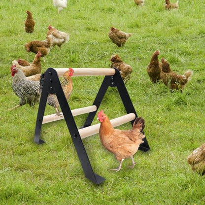 Chicken Roosting Bars, Wooden Perch with Metal Stand, Roosting Bars for Coop, Coop Accessories, Chicken Enrichment Toys