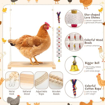 Soulchen 6 Pieces Chicken Toys for Coop Chicken Wind Chime Enrichment Toys Kits Chick Mirror with Bells Swing Hanging Chick Beak Grinding Calcium Stone for Coop Hens Chicks Poultry Birds Parrots - style: Chick Beak Grinding Calcium Stone