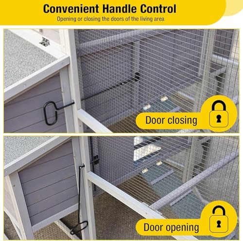 Aivituvin Chicken Coop Extra Large for 8-10 Chickens Wooden Hen House Outdoor with Wheels 41.17ft² Poultry Cage with Run, 6 Nesting Boxes - size: 118.11"L x 53.54"W x 49.53"H