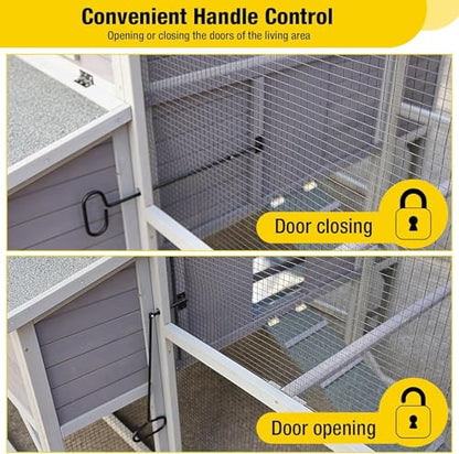 Aivituvin Chicken Coop Extra Large for 8-10 Chickens Wooden Hen House Outdoor with Wheels 41.17ft² Poultry Cage with Run, 6 Nesting Boxes - size: 118.11"L x 53.54"W x 49.53"H