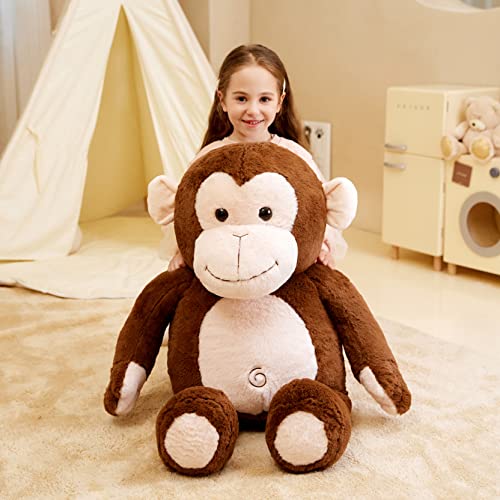 IKASA Giant Monkey Stuffed Animal Plush Toy,Large Big Jumbo Soft Toys,30" Huge Size Cute Fluffy Plushy Fat Oversized Plushie,Gifts for Kids Girls Boys - style: Monkey