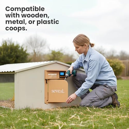 Automatic Chicken Coop Door | Remote Control | 6W Battery Powered with 4×AA Batteries | Auto & Manual Modes | Timer Sensor | 180° Opening Angle (Light Brown) - color: Light Brown