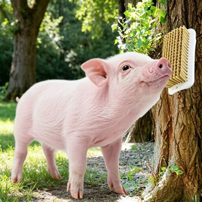 2 Pcs Pig Enrichment Toy, Self-Grooming and Scratch Brush for Mini Pigs, Encourage Natural Behavior, Relieve Stress, Suitable for Installation on Outdoor Trees, Fences, Wooden Stakes, and Pigsties