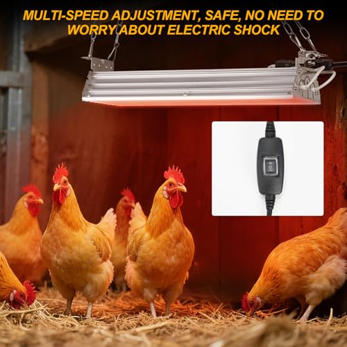 Energy Saving 600W Coop Heater with 2-Mode Switch, Adjustable Winter Warmth for 15 Sq Ft Chicken Coops, Safe & Thermostat Controlled Alternative - style: 2-speed switch