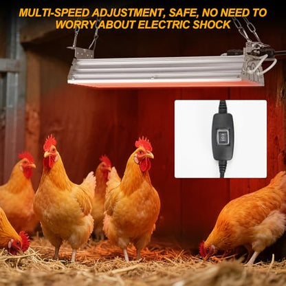 Energy Saving 600W Coop Heater with 2-Mode Switch, Adjustable Winter Warmth for 15 Sq Ft Chicken Coops, Safe & Thermostat Controlled Alternative - style: 2-speed switch