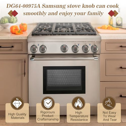 DG64-00975A (4PCS) Electric Range Knob, NE/NX9000t, DG64-00975A 002 knobCompatible with Samsung knobs NE/NX9000t, fit for Samsung Electric Stove/Oven Knobs Replacement