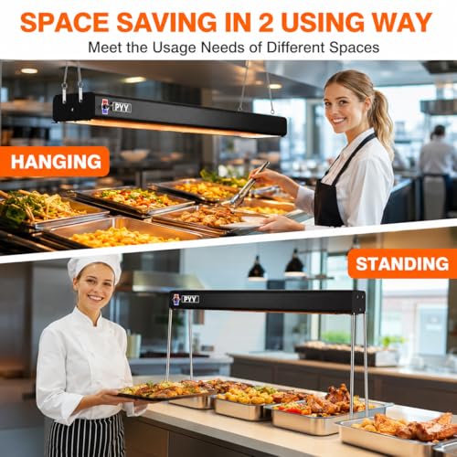 PYY Food Heat Lamp - Food Warming Lamp Heater for Catering Kitchen Restaurant Buffet, Aluminum Overhead & Hanging Food Warmer Lamp Strip 750W,36 Inch,Black