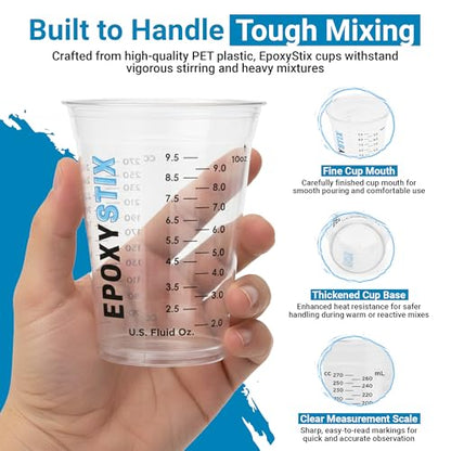 [100 Pack] NEW SIZE 12oz Graduated Mixing Cups - Durable PET, Clear Measurement Markings in oz, mL and cups - For Resin, Paint, Mixing and Crafts - size: Pack of 100