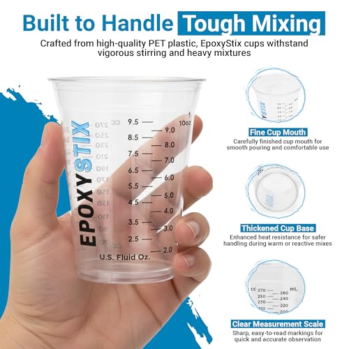 [50 Pack] NEW SIZE 12oz Graduated Mixing Cups - Durable PET, Clear Measurement Markings in oz, mL and cups - For Resin, Paint, Mixing and Crafts - size: Pack of 50