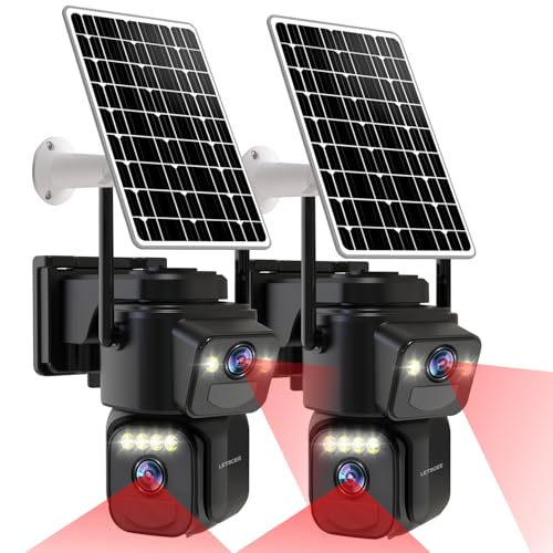 LETSCEE Security Cameras Outdoor WiFi,5G/2.4G Cameras for Home Security Solar Power with Dual Lens,Motion Detection,Night Vision,2-Way Audio,Weather Proof,No Subscription Fee - color: 2PACK