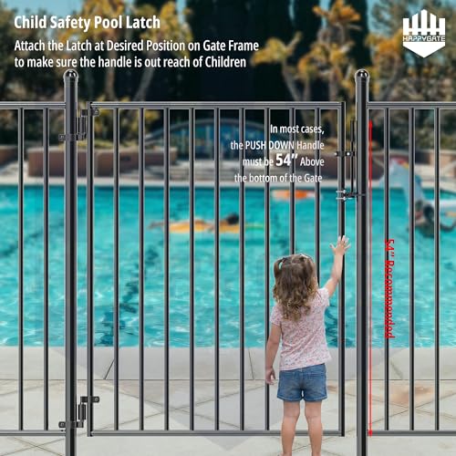 Pool Gate Latch, Auto Pool Gate Safety Latch for Chain Link Fence, Push Style Pool Gate Lock Chain Link Fence Gate Latch for Metal Gates, Outdoor Pool Safety (1-3/8"x2-3/8") - size: 1-3/8"x2-3/8"