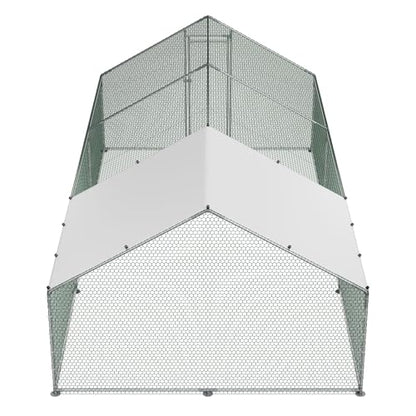 VEVOR Large Metal Chicken Coop, 19.7x9.8x6.5ft Walk-in Chicken Runs for Yard with Cover, Spire Roof Hen House with Security Lock for Outdoor and Backyard, Farm, Duck Rabbit Cage Poultry Pen - size: 236.2"L x 118.1"W x 66.7"H