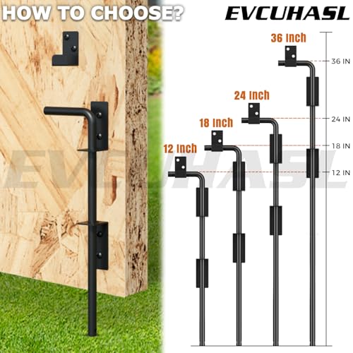 12" Cane Bolt Gate Drop Rod Heavy Duty Stopper Hardware, Gate Ground Latch for Wood Metal Vinyl Gates Doors, Gate Drop Pin for Holding Gate to The Ground, Black Finish-1 Pack - size: 12 Inch