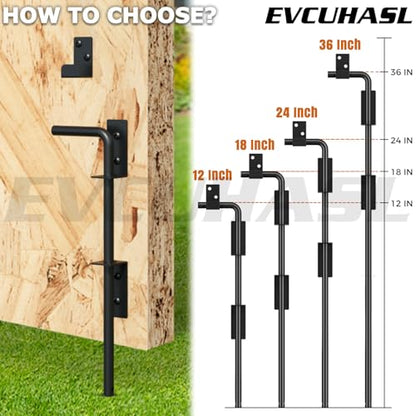 12" Cane Bolt Gate Drop Rod Heavy Duty Stopper Hardware, Gate Ground Latch for Wood Metal Vinyl Gates Doors, Gate Drop Pin for Holding Gate to The Ground, Black Finish-1 Pack - size: 12 Inch