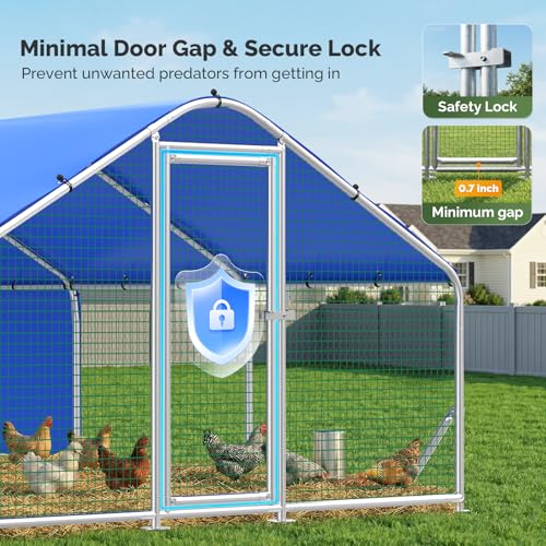 Sino Luban Metal Chicken Coop Run 17.8x8.9ft with Heavy Duty Hardware Cloth, Large Chicken Runs for Yard with Waterproof Cover, Outdoor Chicken Pen Enclosure, Walk-in Poultry Cage with Support Brace - size: 17.8x8.9 FT - Hardware Cloth