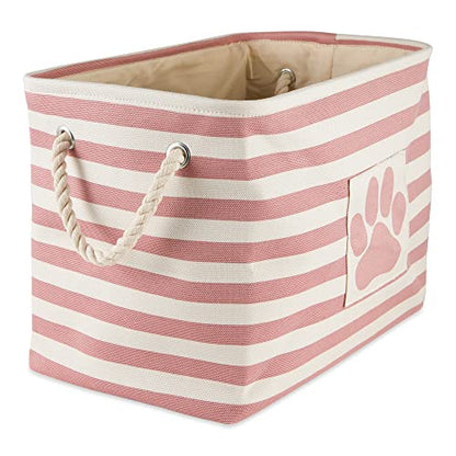 Bone Dry Pet Storage Collection Striped Paw Patch Bin, Rose, Medium Rectangle - color: Rose, size: Medium Rectangle