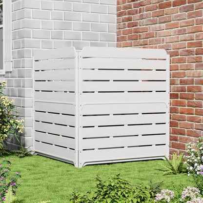 ZZM White Privacy Fence Panels (2 Panels) Outside Decorative Air Conditioner Fences Trash Can Fence Pool Equipment Enclosure Hide Backyard Screen Fence - color: White 2 Panels