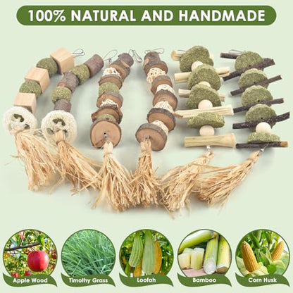 Bissap 6PCS Bunny Chew Toys, Natural Hanging Rabbit Chew Toy Treats for Guinea Pigs Hamsters Gerbils Chinchilla and Other Small Pets for Teeth Grinding - size: 6 PCS
