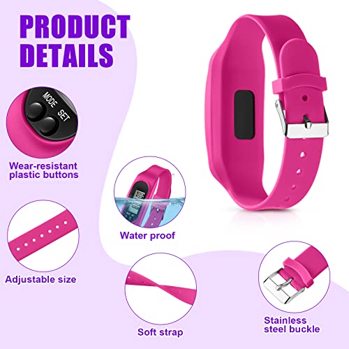 Geyoga Pedometer for Walking Steps and Miles Pedometer Watch Silicone Steps Tracker Running Bracelet Ankle Step Counter for Calorie Burning and Step Counting - color: Pastel Girly Multi