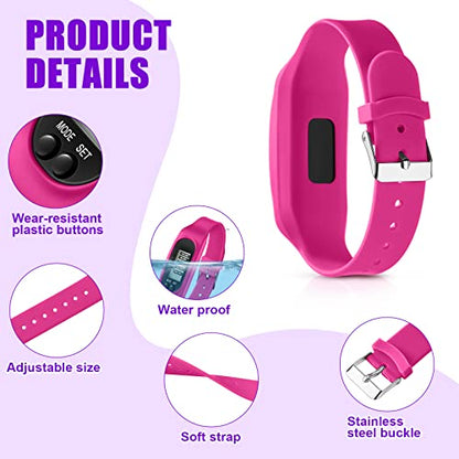 Geyoga Pedometer for Walking Steps and Miles Pedometer Watch Silicone Steps Tracker Running Bracelet Ankle Step Counter for Calorie Burning and Step Counting - color: Pastel Girly Multi