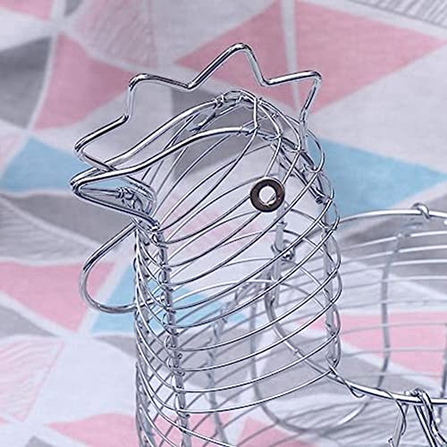 Metal Wire Egg Baskets Chicken Shaped Egg Holder for Eggs, Chicken Shaped Egg Holder, Rustic Round Baskets Gathering Egg with Handle