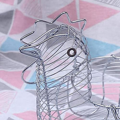 Metal Wire Egg Baskets Chicken Shaped Egg Holder for Eggs, Chicken Shaped Egg Holder, Rustic Round Baskets Gathering Egg with Handle