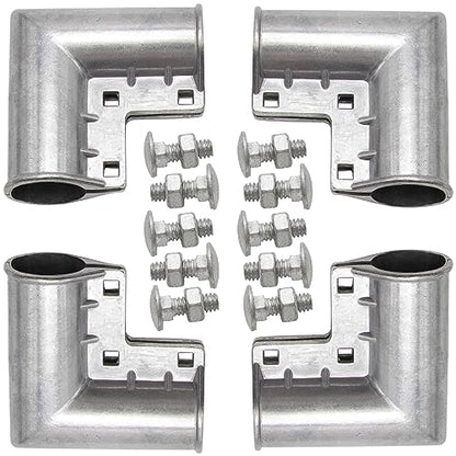 MDEOOSKY 4pcs Chain Link Fence Gate Corners Chain Link Gate Hardware Chain Link Fence Parts with 12pcs Bolts, Replacement for 1 3/8" X 1 3/8" Outdoor Diameter Pipe