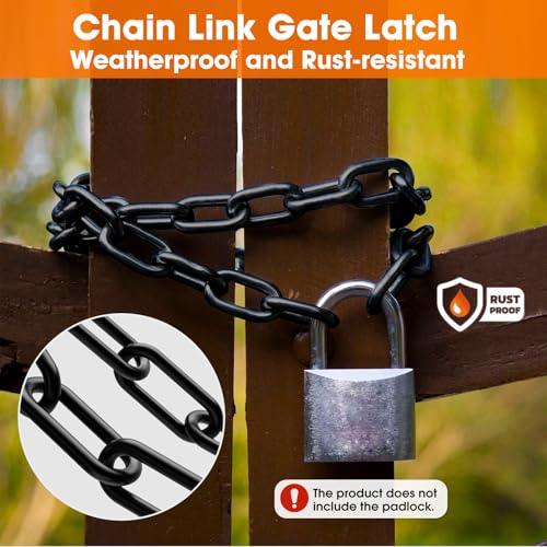 Gate Chain Lock, 23.6 Inch 304 Stainless Steel Chain Fence Gate Latch with Carabiner, Outdoor Hardware Lock Chain for Yards, Pet Cages, Horse Goat Dog Stall Barn and Fence Gates (Black Dia 5mm-1Pc) - color: Black Dia 5mm-1Pc