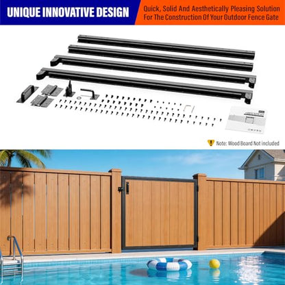 4x4FT (46.78" W X 47.2" H) 201 Stainless Steel Anti Sag Wooden Fence Gate Kit Heavy Duty Garden Gate Frame Hardware Kit Reinforcement (Left/Right Free-Installation) - size: W4xH4 FT
