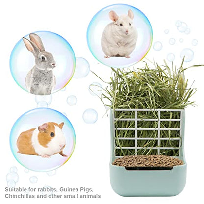Litewoo Rabbit Hay Feeder Food Bowl Feeding Rack for Small Animal Guinea Pig Chinchilla Bunny Cage Accessories - color: Green
