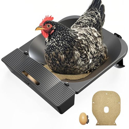 Roll Away Chicken Nesting Box,Lockable Fake Egg & Jute Pad – 2-Height Adjustable Slope – Fits Inside 14"+ Coops – Small to Medium Breeds(1PC)